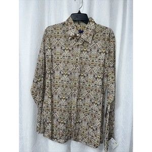 Georg Roth Men's Shirt Tan & Brown Floral Print Size Large 41/42